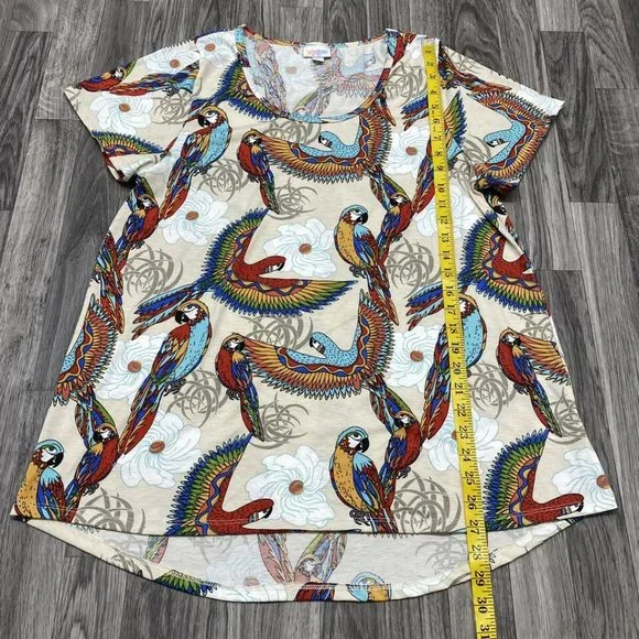LULAROE Round Neck Short Sleeve White Bird Print T-Shirt Women's Size XL - Picture 8 of 10
